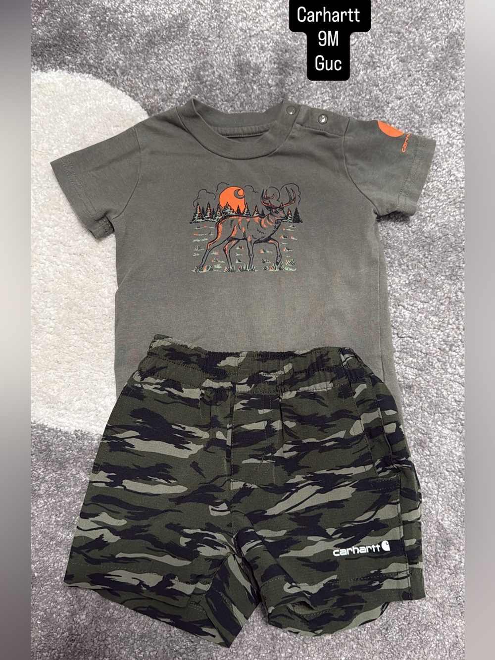Carhartt Olive & Camo Toddler Tee and Shorts Set